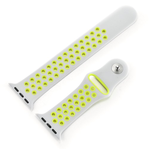 Силиконовый ремешок Nike Sport Band Flat Silver/Volt 42/44/45/49 мм