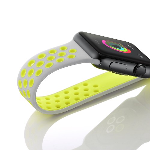 Силиконовый ремешок Nike Sport Band Flat Silver/Volt 42/44/45/49 мм