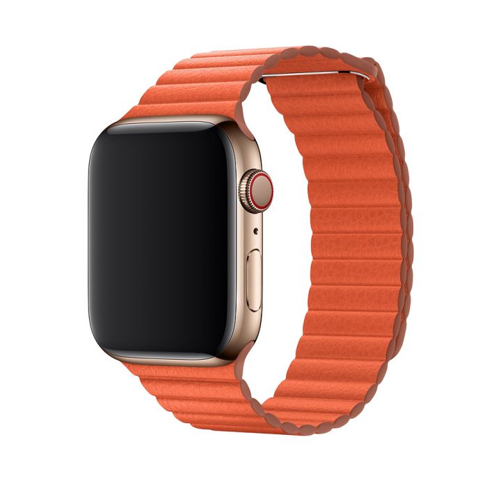 Кожаный ремешок Apple Leather Loop Sunset для Apple Watch 42/44/45/49 мм оранжевый