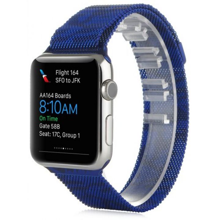 Металлический плетёный ремешок Apple Blue Camo Milanese Loop для Apple Watch 42/44/45/49 мм