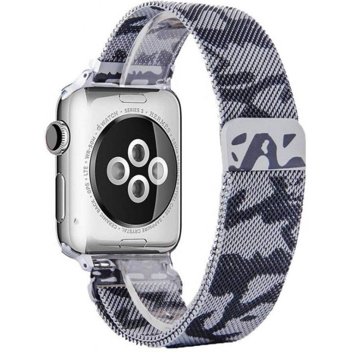 Металлический плетёный ремешок Apple Gray Camo Milanese Loop для Apple Watch 42/44/45/49 мм