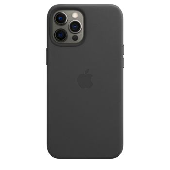 Чехол Apple Leather Case with MagSafe Black для iPhone 12 Pro Max