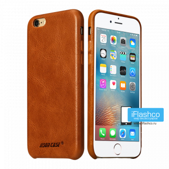 Чехол кожаный Jisoncase Genuine Leather Fit для iPhone 6 Plus / 6s Plus коричневый