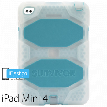Чехол противоударный Griffin Survivor для iPad mini 4 / 5 голубой прозрачный