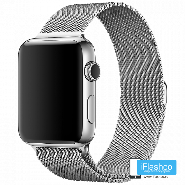 Металлический плетёный ремешок Apple Silver Milanese Loop для Apple Watch 42/44/45/49 мм серебристый
