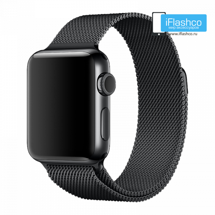 Металлический плетёный ремешок Apple Space Black Milanese Loop для Apple Watch 38 - 40 - 41 мм черный