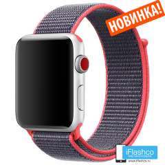 Нейлоновый ремешок Apple 42/44/45/49 мм Electric Pink Sport Loop