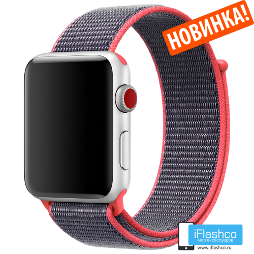 Нейлоновый ремешок Apple 42/44/45/49 мм Electric Pink Sport Loop