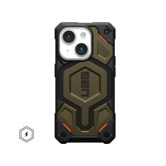 Ударопрочный чехол Urban Armor Gear Monarch Pro for MagSafe Series Kevlar Elemental Green для iPhone 15