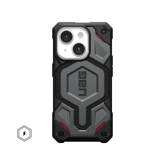 Ударопрочный чехол Urban Armor Gear Monarch Pro for MagSafe Series Kevlar Silver для iPhone 15