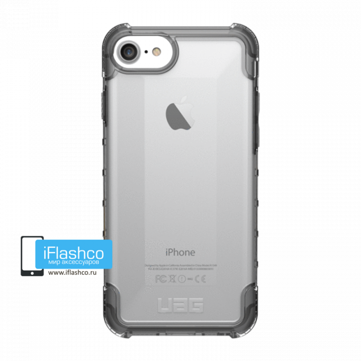 Чехол Urban Armor Gear Plyo Ice для iPhone 6 / 7 / 8 / SE 2020 / SE 2022 серый прозрачный